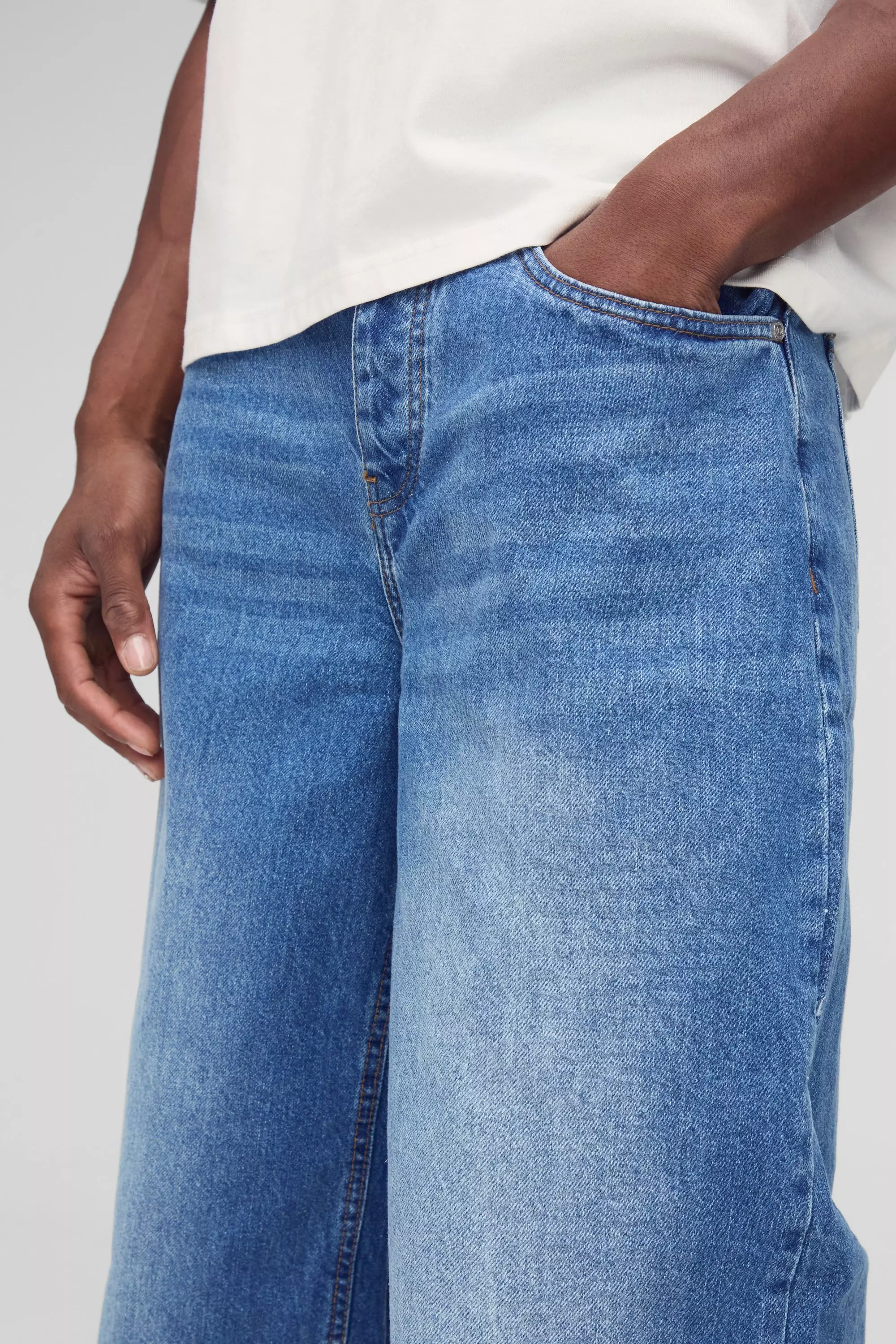 Baggy Rigid Jean in Light Blue | boohooMAN USA